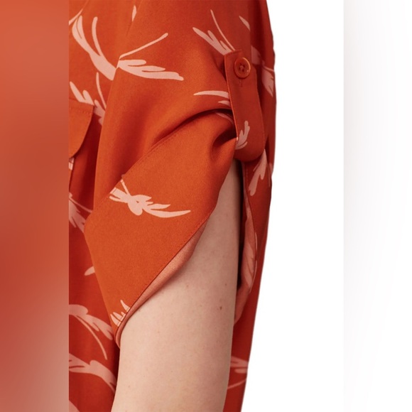 Equipment Viscose Orange Feather Print Resort Vacation Top Button Down Sz XL - Picture 3 of 10